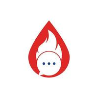 vetor de modelo de logotipo de conceito de forma de bate-papo de fogo. símbolo de logotipo de conversa quente ou modelo de ícone.