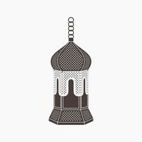 estilo monocromático plano isolado editável pendurado ilustração vetorial de lâmpada árabe com padrão marrom escuro para fins de tema ocasional islâmico, como ramadã e eid também necessidades de design de cultura árabe vetor