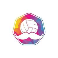 design de logotipo de vetor de voleibol forte. design de ícone de vetor de bigode e vôlei.