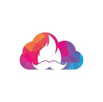 modelo de design de logotipo de vetor de fogo de bigode. fogo de bigode e design de ícone de nuvem