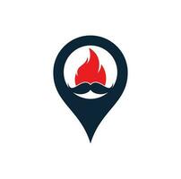 modelo de design de logotipo de vetor de fogo de bigode. design de ícone de fogo e gps de bigode