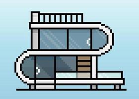 modelos de casas modernas em pixels de 8 bits. futuros lares, para ativos de jogos e ícones da web em ilustrações vetoriais. vetor