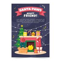 modelo de cartaz de adoção de patas de papai noel vetor