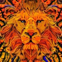 vetor de ilustração de arte de pintura digital de cabeça de leão