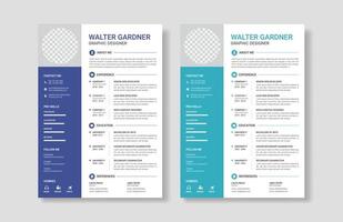 modelo de curriculum vitae minimalista limpo e elegante com carta de apresentação vetor