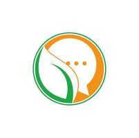 design de logotipo de bate-papo de folha de natureza. modelo de design de logotipo de bate-papo de folha. vetor