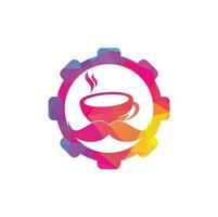 modelo de design de logotipo de forma de engrenagem de café bigode. inspiração criativa de logotipo de cafeteria vetor