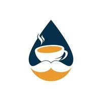 modelo de design de logotipo de forma de gota de café bigode. inspiração criativa de logotipo de cafeteria vetor