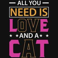 design de camiseta de tipografia de gato vetor