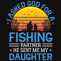 design de camiseta de pesca pai e filha vetor