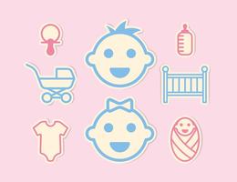 Conjunto de ícones de bebê mini vetor