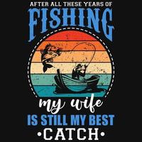 design de camiseta de pesca vetor