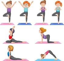 conjunto de posturas de ioga vetor