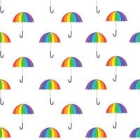 padrão sem emenda de guarda-chuva de arco-íris sobre fundo branco. vetor