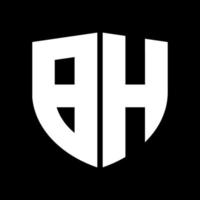 logotipo da letra bh com fundo preto. bh ícone design com forma de monograma. b logotipo da fonte com forma de escudo. logotipo de texto bh. b design do ícone. bh ícone design com carta. b projeto do escudo. logotipo da letra bh. vetor