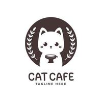 logotipo de gato fofo com xícara de café vetor