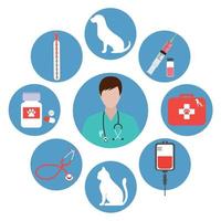 conjunto de ilustração de medicina veterinária vetor