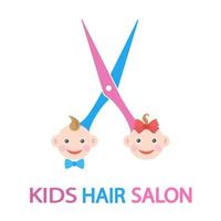 salão de logotipo para cortes de cabelo para crianças vetor