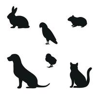 conjunto de ilustração de silhuetas de animais de estimação vetor