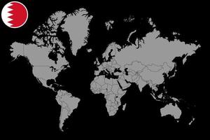 pin mapa com bandeira do Bahrein no mapa do mundo. ilustração vetorial. vetor