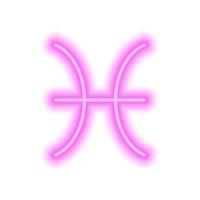Peixes do signo de néon rosa em branco. previsões, astrologia, horóscopo. vetor