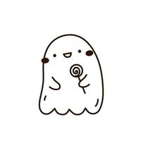 fantasma bonito e engraçado isolado no fundo branco. ilustração vetorial desenhada à mão em estilo doodle. personagem kawaii. perfeito para cartões, decorações, logotipo e designs de halloween. vetor
