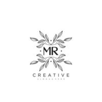 mr carta inicial modelo de logotipo de flor vetor arte vetorial premium