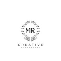 mr carta inicial modelo de logotipo de flor vetor arte vetorial premium