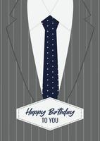 modelo para cartão de aniversário masculino, dia dos pais com terno e gravata masculinos. vetor