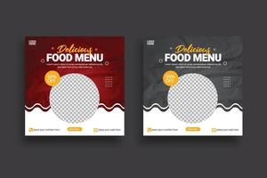 modelo de postagem de mídia social de comida para design de banner simples de promoção de alimentos vetor
