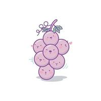 personagem de uvas ilustração em vetor kawaii bonito dos desenhos animados