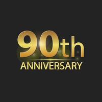 logotipo elegante de celebração de aniversário de 90 anos de ouro vetor