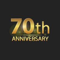 logotipo elegante de celebração de aniversário de 70 anos de ouro vetor
