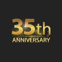 logotipo elegante de celebração de aniversário de 35 anos de ouro vetor