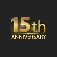logotipo elegante de celebração de aniversário de 15 anos de ouro vetor