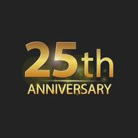 logotipo elegante de celebração de aniversário de 25 anos de ouro vetor