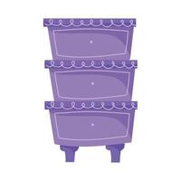 ícone de móveis de decoração de gavetas de armário roxo isolado vetor