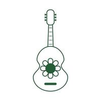 guitarra com flor instrumento musical cinco de maio ícone de estilo de linha de celebração mexicana vetor