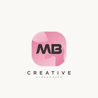 elementos de modelo de design de ícone de logotipo de letra inicial mb com arte colorida de onda vetor