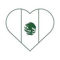 emblema de coração em forma de bandeira mexicana ícone de estilo de linha de celebração de cinco de maio vetor