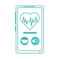 médico on-line, consultor de tratamento cardíaco de videochamada para smartphone médico, ícone de estilo de linha vetor