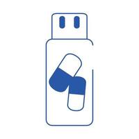 médico on-line flash drive medicina farmácia cuidados ícone de estilo de linha azul vetor