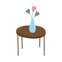 flores em vaso na mesa ícone isolado de decoração viva vetor