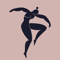silhueta dançante de uma mulher, inspirada em matisse. dança do corpo feminino em movimento. ilustração em vetor recorte isolado em estilo moderno contemporâneo.