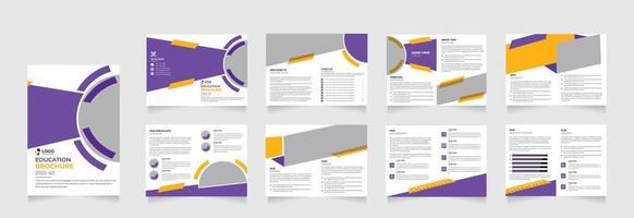 Brochura de educação de 16 páginas com design abstrato moderno. use para scholl, faculdade, universidade, marketing, impressão, relatório anual e apresentações de negócios vetor