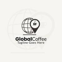 ilustração em vetor de design de logotipo de café global