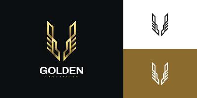 design de logotipo de monograma de letra u de ouro para identidade de negócios corporativos vetor