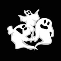 design de logotipo fantasma, ícone de halloween, ilustração de fantasia de halloween, modelo de banner de celebração vetor