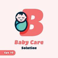 alfabeto b logotipo de cuidados com o bebê vetor