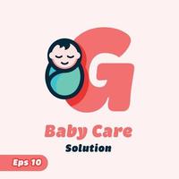 alfabeto g logotipo de cuidados com o bebê vetor